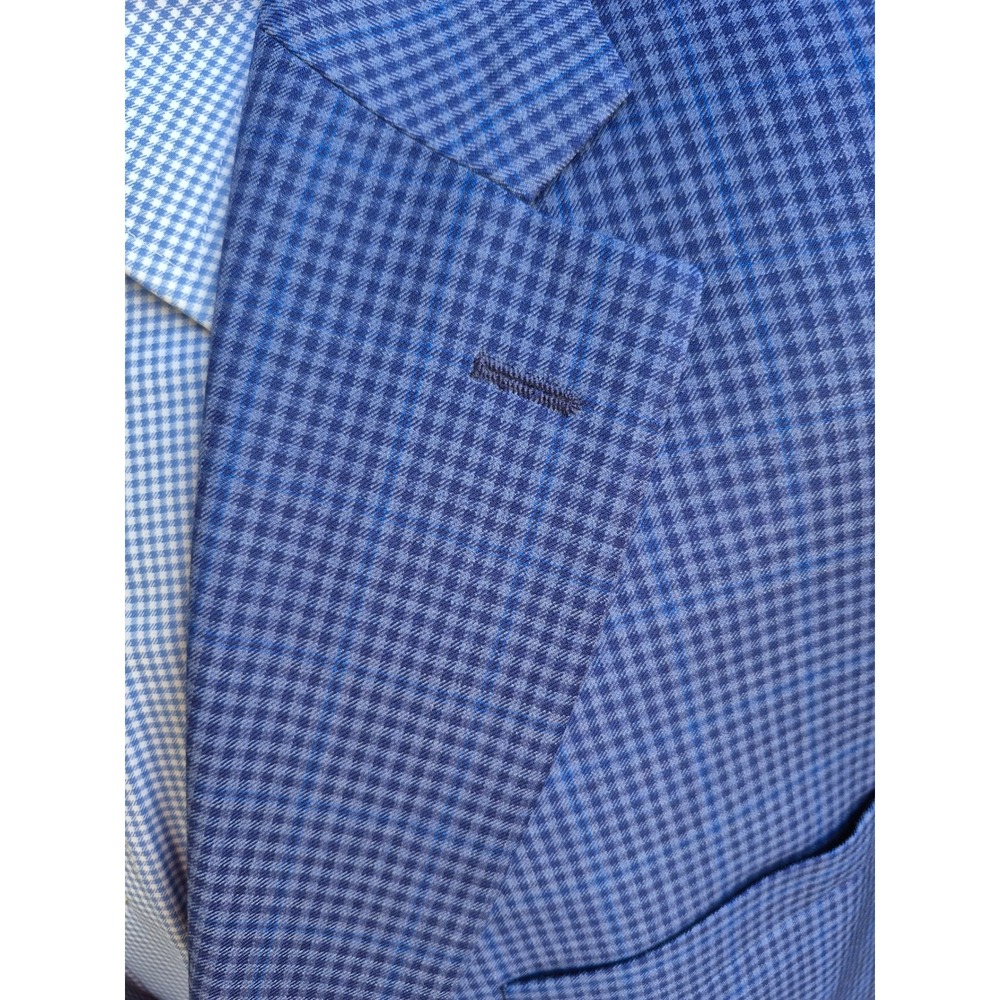 Jos A Bank Signature Collection Recent Blue Wool Plaid Sport‎ Coat Blazer Sz 50R - Picture 4 of 9